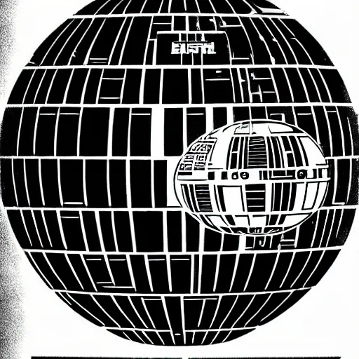 Prompt: the death star by frank miller