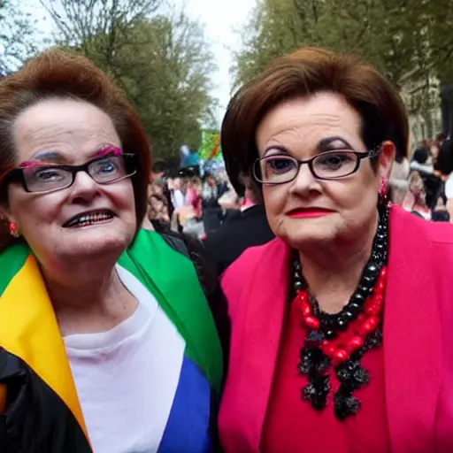 Prompt: Christine Boutin at the lgbt pride