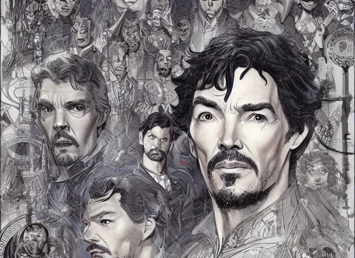 Prompt: a highly detailed 2 0 7 7 portrait of stephen strange, james gurney, james jean