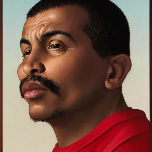 Prompt: a mexican man's face in profile, brown skin, white background, dynamic lighting, ultra detailed, 4 k, illustration, by kehinde wiley, kadir nelson, john william waterhouse