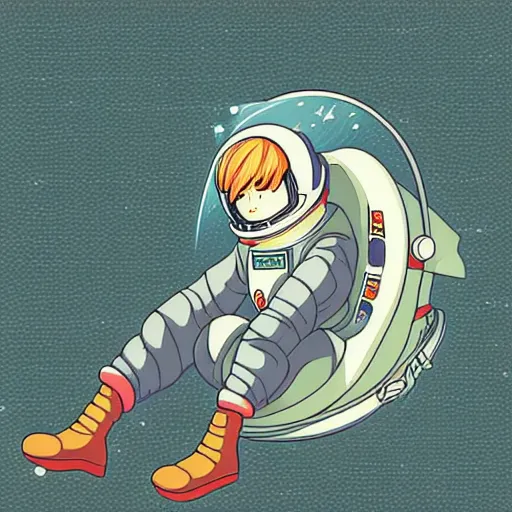 Image similar to an astronaut relaxing in space, Manga Character, anime, vector art, glitchcore,