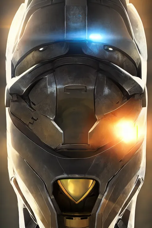 Image similar to robot ninja mask helmet halo master chief radiating a glowing aura global illumination ray tracing hdr fanart arstation by ian pesty and katarzyna da „ bek - chmiel