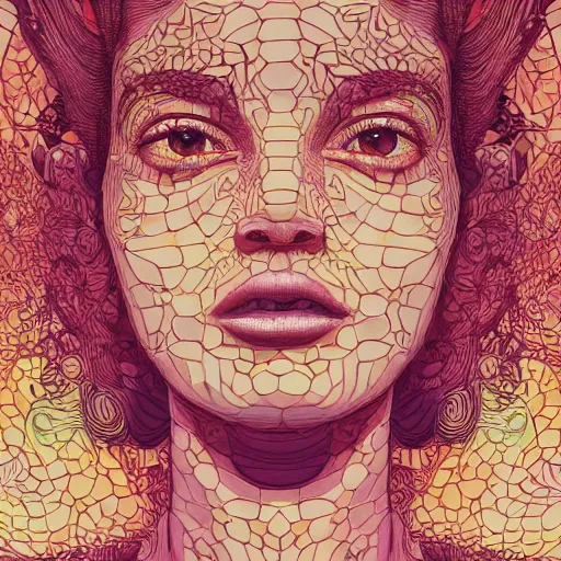 Prompt: the portrait of an unbelievably beautiful and sophisticated young woman made up of peppers looking up, an ultrafine detailed illustration by james jean, intricate linework, bright colors, final fantasy, behance contest winner, vanitas, angular, altermodern, unreal engine 5 highly rendered, global illumination, radiant light, detailed and intricate environment