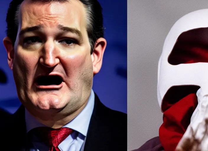 Prompt: ted cruz as ghostface, movie still, from the new scream movie, 8 k, realistic