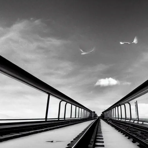 Image similar to rails in sky, award winning photo