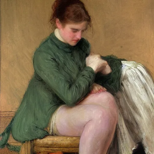 Prompt: a painting in the style of william henry millais.