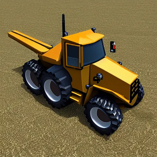 Prompt: armored! battle tractor! with plow! and weapons!, realistic, detailed, military