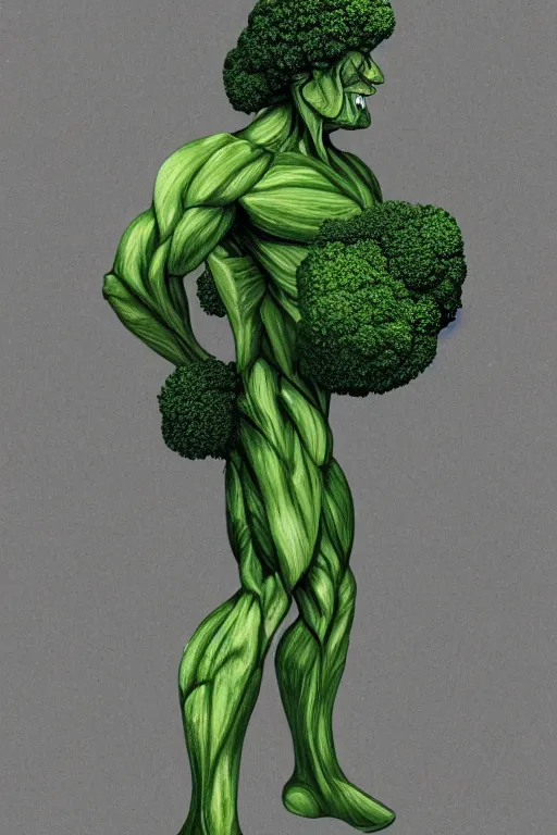 Prompt: ripped broccoli man, full body, human figure, highly detailed, digital art, sharp focus, trending on art station