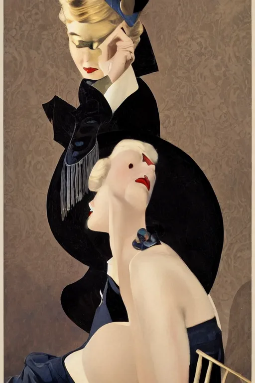 Image similar to a oil painting depicting a Jazz Age high society figure, 1920s style, smooth, highly detailed, high contrast, Coles Phillips, Dean Cornwell, JC Leyendecker, 8K