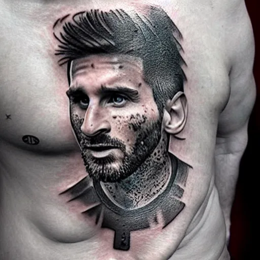 Image similar to realistic tattoo sketch of a lionel messi face double exposure mountain scenery, in the style of matteo pasqualin, amazing detail, sharp, faded