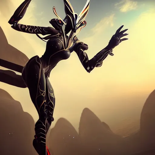 Image similar to beautiful and stunning giant female warframe, doing an elegant pose, looming over ant pov, pov looking up at from the ground from her feet, slick elegant design, sharp claws, detailed shot legs-up, highly detailed art, epic cinematic shot, realistic, professional digital art, high end digital art, DeviantArt, artstation, Furaffinity, 8k HD render, epic lighting, depth of field