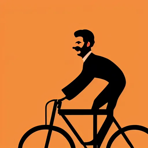 Prompt: stalin riding bicycle, digital art, corporate memphis, flat design, minimal