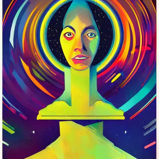 Image similar to a painting of in a dream, are all the characters really you?, poster art by tim biskup, behance contest winner, space art, poster art, wallpaper, digital illustration
