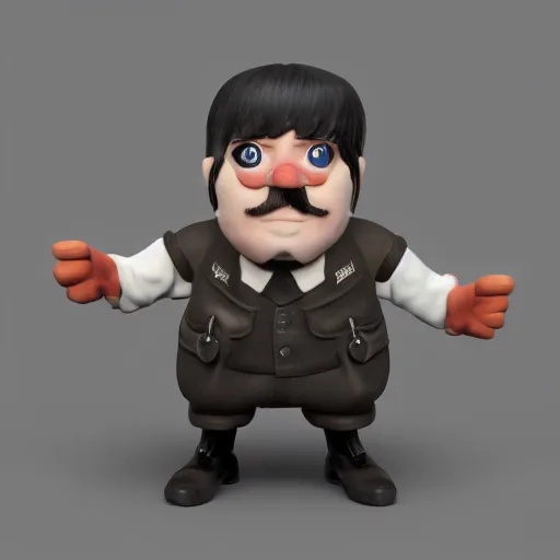 Image similar to adolf hitler as fluffy yoohoo toy, realistic, octane render, trending on artstation, grteg rutkowski