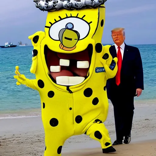 Image similar to trump in a spongebob suit