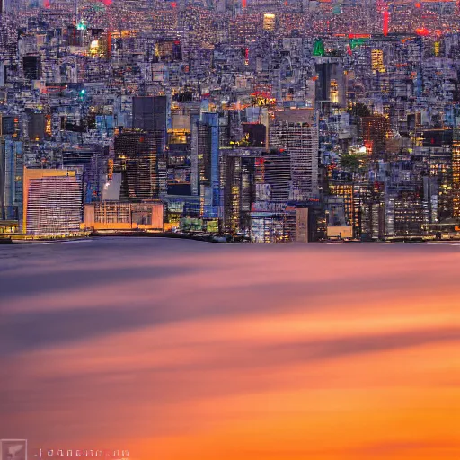 Image similar to The skyline of Tokyo at sunset, photograph, high-resolution, hot on 500px