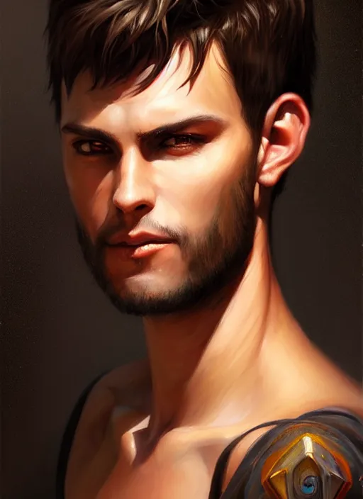 Image similar to a _ fantasy _ style _ portrait _ painting _ of light brown argentinian male short black hair defined very chiseled facial features long face big ears, rpg dnd oil _ painting _ unreal _ 5 _ daz. _ rpg _ portrait _ extremely _ detailed _ artgerm _ greg _ rutkowski _ greg