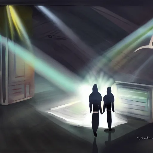 Prompt: concept art illustrating the difference between shining light through and shining light on