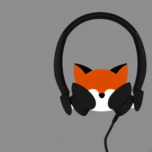 Image similar to fox in headphones, art, digital art, minimalism,