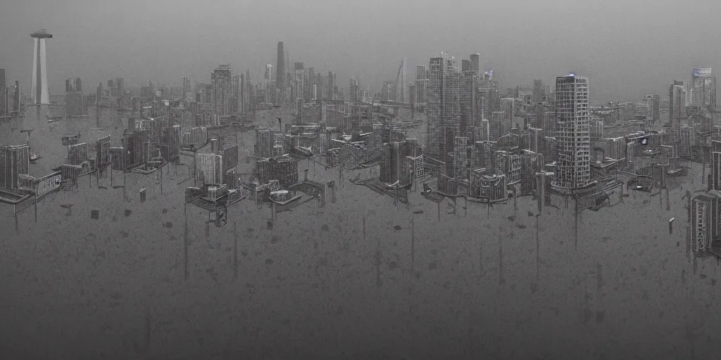 Prompt: realistic photograph of Cityscape macro photograph of a flooded downtown Seattle from the impacts of climate change by zdzislaw beksinski and Ridley Scott, detailed lighting, high quality, sharp focus, intricate, digital painting, artstation, 4k, 25mm film grain