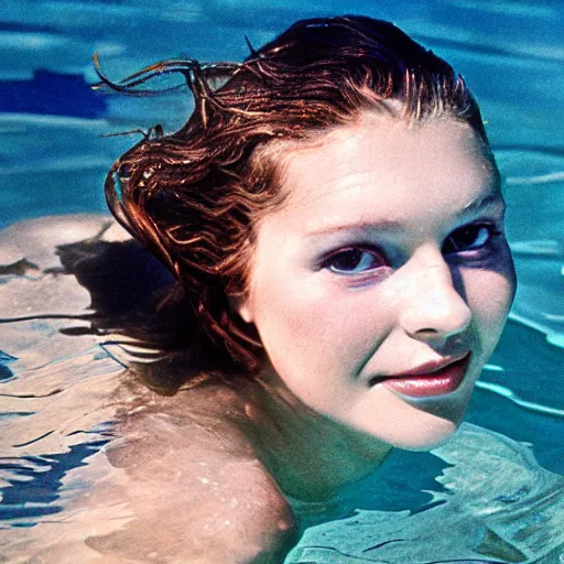 Image similar to underwater photography full portrait of a young beautiful woman swimming by terry o'neill