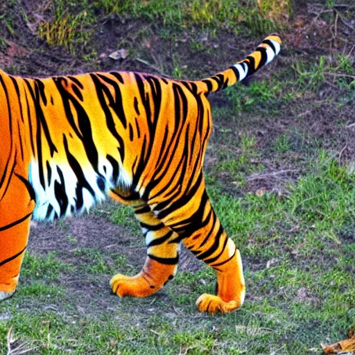 Prompt: 8k photography from a rainbow tiger