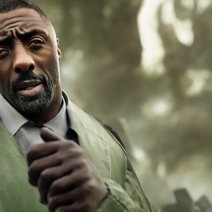 Prompt: film still of Idris Elba as Green Lanturn in new DC film, photorealistic 4k