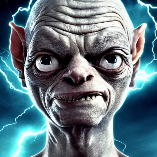 Image similar to gollum - faced with, thunderstorm, rain, depressive