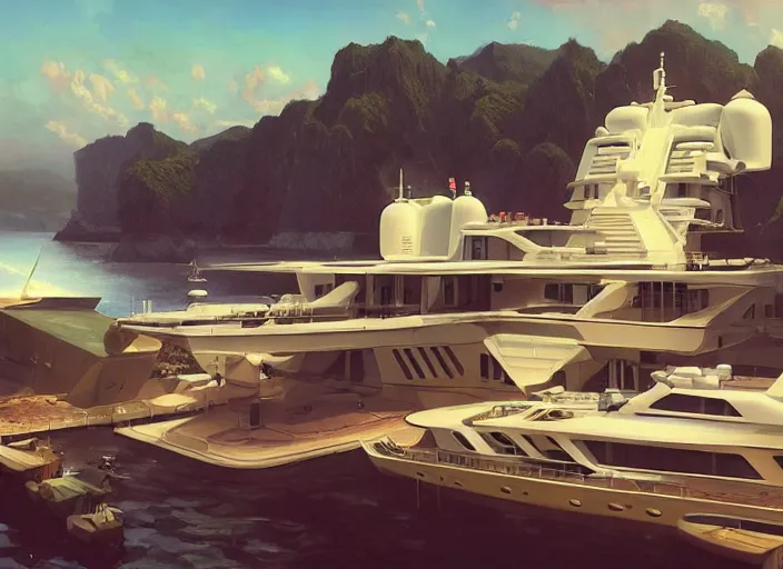 Image similar to billionaire's yacht adopted as a vacation spot for coal miners a Mandelbrot fractal by Craig Mullins, ilya kuvshinov, krenz cushart, artgerm trending on artstation by Edward Hopper and Dan Mumford and WLOP and Rutkovsky, Unreal Engine 5, Lumen, Nanite