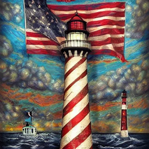 Image similar to beautiful lonely lighthouse, hyper realistic, colorful patterns, subtle shadows, art by tim okamura and oksana dobrovolska and tarkowsky. natural light.