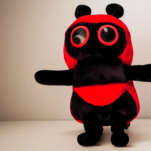 Prompt: cute fumo plush of a black and red monster, many eyes, kawaii, symmetry