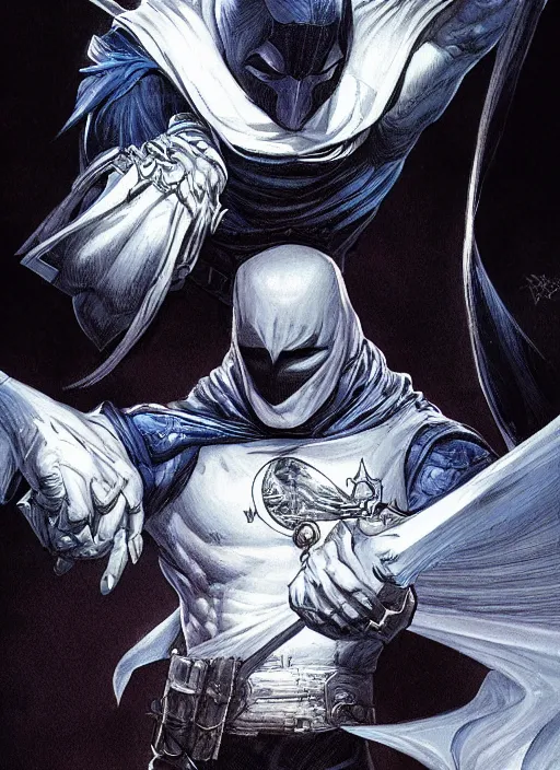 Image similar to digital _ painting _ of _ moon knight _ by _ filipe _ pagliuso _ and _ justin _ gerard _ symmetric _ fantasy _ highly _ detailed _ realistic _ intricate _ port