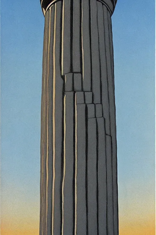 Prompt: surreal greek doric column brutalist spomenik structure, Bauhaus Poster by Richard Corben by René Magritte, surrealism