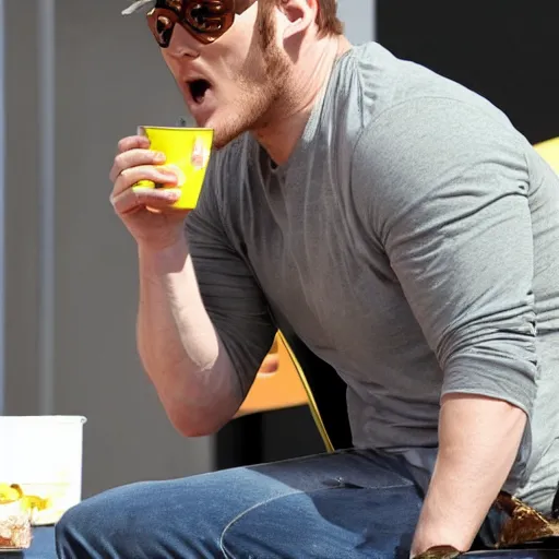 Prompt: chris pratt eating rotten food