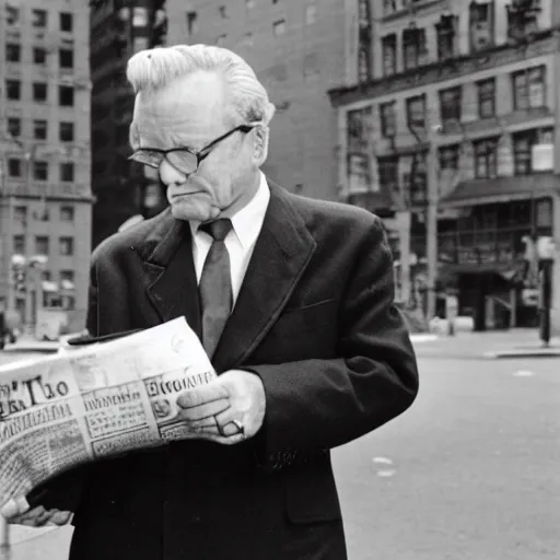 Prompt: Gordan freeman reading a newspaper in newyork city