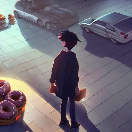 Prompt: a movie shootout scene, everything is doughnuts, perfect shading, atmospheric lighting, by makoto shinkai, stanley artgerm lau, wlop, rossdraws