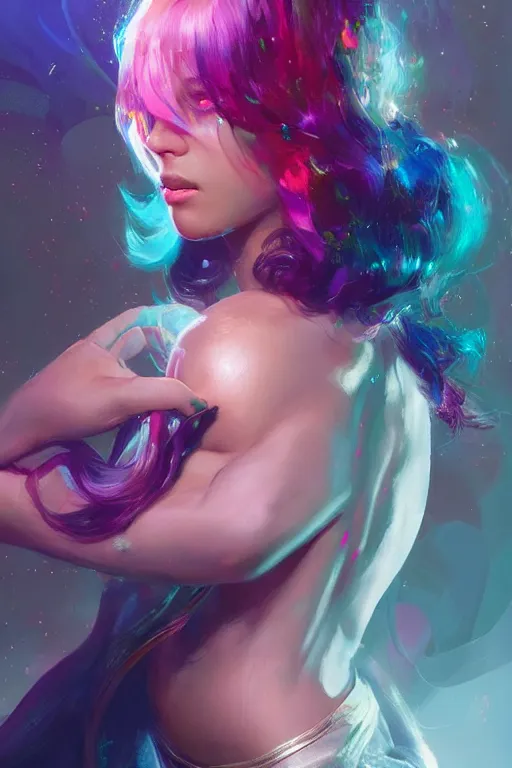 Image similar to gem! and the holograms, seductive look, chromatic aberration, hyper realistic, highly detailed, digital painting, trending on artstation, concept art, sharp focus, illustration, art by wlop and artgerm and greg rutkowski and ayami kojima
