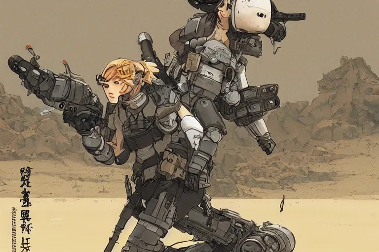 Image similar to rodent with white and black ancestral ornate japanese tactical gear on an abandonment desert planet, long shot, rule of thirds, golden ratio, graphic novel by fiona staples and dustin nguyen, by beaststars and orange, peter elson, alan bean, studio ghibli, makoto shinkai
