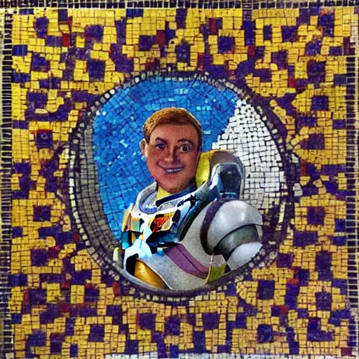 Image similar to buzz lightyear in a ancient greek mosaic