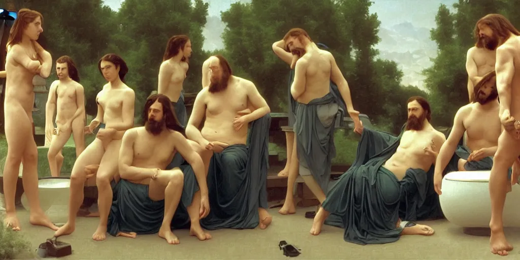 Prompt: a scene still from the big lebowski ( 1 9 9 8 ) painted in the style of william - adolphe bouguereau