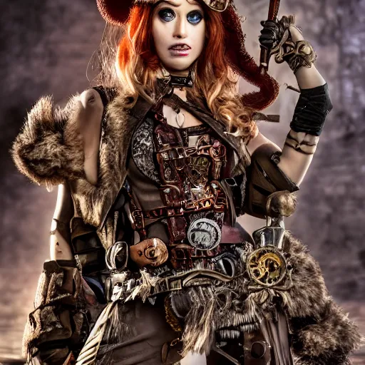 Long Shot Photo Beautiful Steampunk Barbarian, Highly | Stable ...