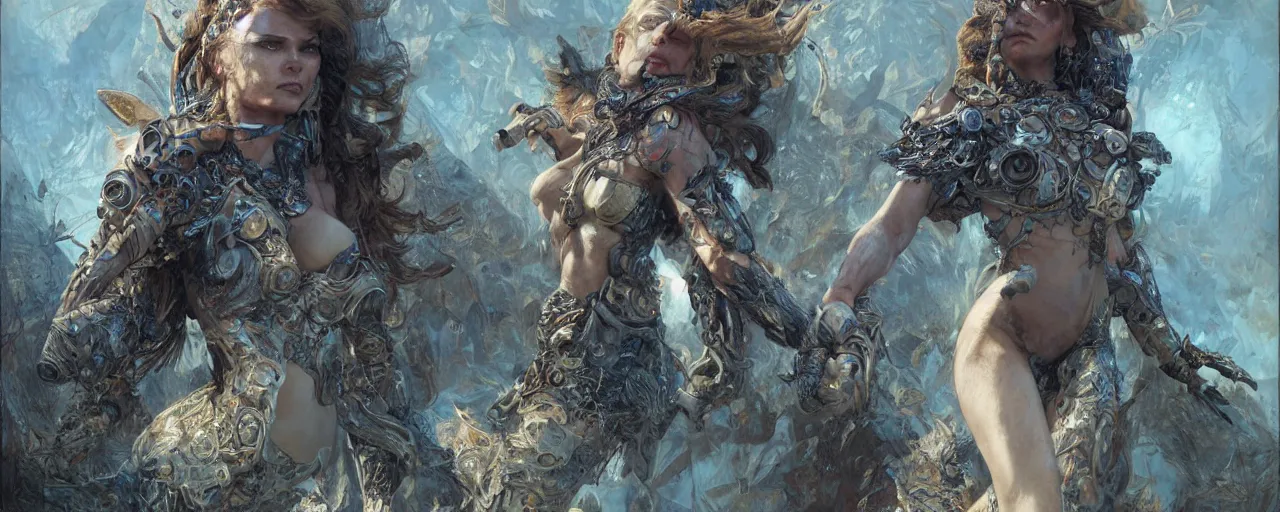 Image similar to fierce woman in the fractal, ultra realistic, concept art, intricate details, highly detailed, wide angle, by andrew robinson, gaston bussiere, craig mullins, simon bisley