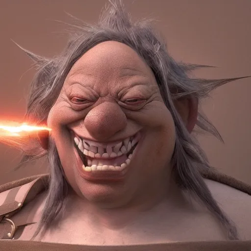 Image similar to funny troll by jean - baptiste monge, vray, octane, realistic lightning