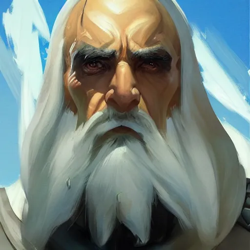 Image similar to greg manchess portrait painting of saruman as overwatch character, medium shot, asymmetrical, profile picture, organic painting, sunny day, matte painting, bold shapes, hard edges, street art, trending on artstation, by huang guangjian and gil elvgren and sachin teng