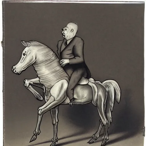 Image similar to an antropomorphic horse wearing a suit smoking a cigar