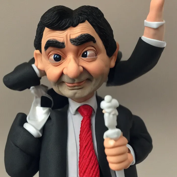 Prompt: a detailed figure of mr bean, first 4 figures, detailed product photo