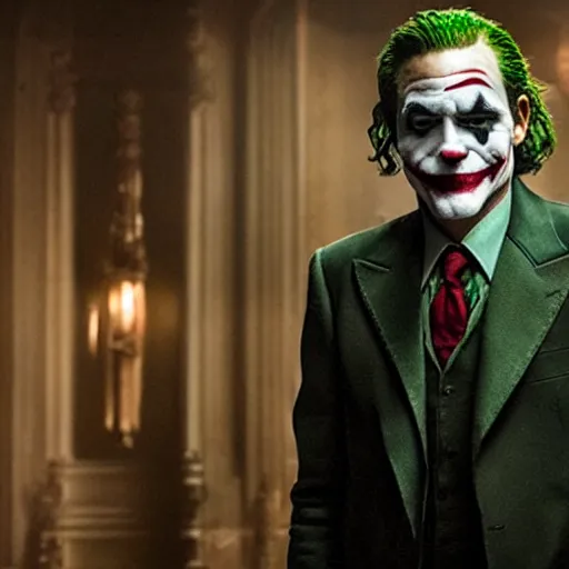 Prompt: film still of George Clooney as joker in the new Joker movie