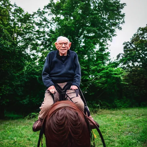 Image similar to portrait of an elderly man riding a fantastical creature, canon eos r 3, f / 1. 4, iso 2 0 0, 1 / 1 6 0 s, 8 k, raw, unedited, symmetrical balance, wide angle