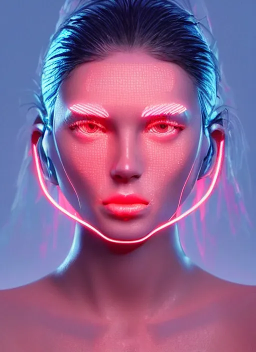 Image similar to a sensual russian female humanoid with freckles cheeks, cyber neon lighting, futurism, intricate futuristic jewelry accessories, cyberpunk glossy latex swimsuit, profile posing, hyper photorealistic, crispy quality, digital photography, trending in artstation, trending in pinterest, cinematic, 4 k ultra hd, art by pascal blanche, art by greg rutkowski,