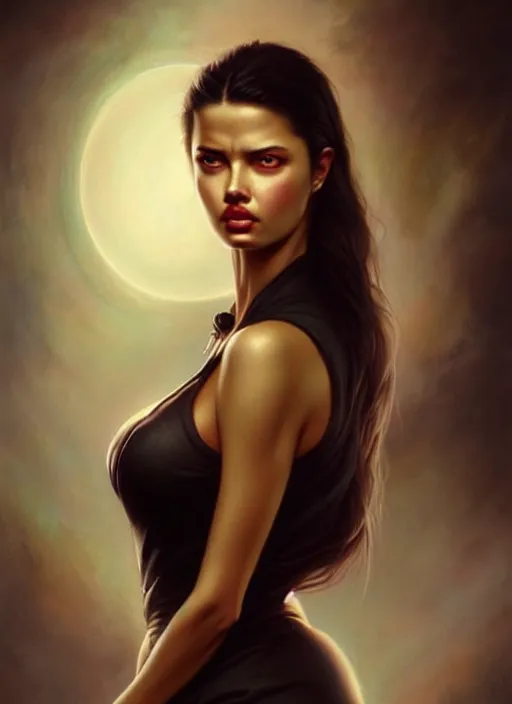 Image similar to a beautiful woman with nurse uniform, adriana lima, painted by artgerm and tom bagshaw, fantasy art, dramatic lighting, highly detailed oil painting